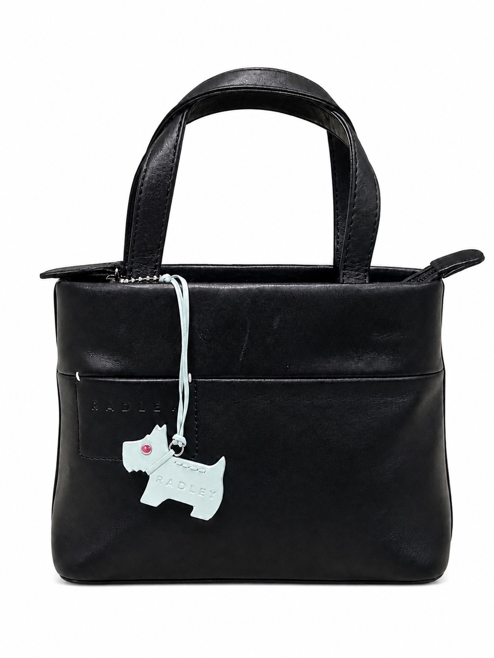Radley London Mini Genuine Leather Grab Bag Black Scottie NWOT